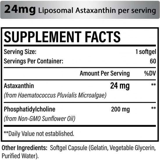 Osasuna Supplément d'astaxanthine liposomale 24mg, 60 capsules molles