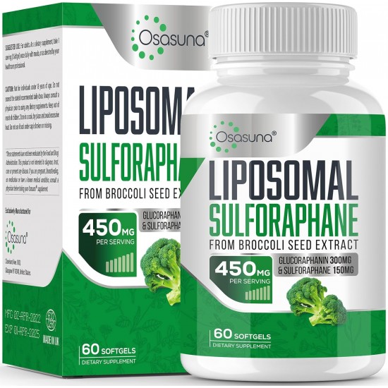 Osasuna Integratore di sulforafano liposomiale 450MG dall'estratto di semi di broccoli, 60 Capsule molli