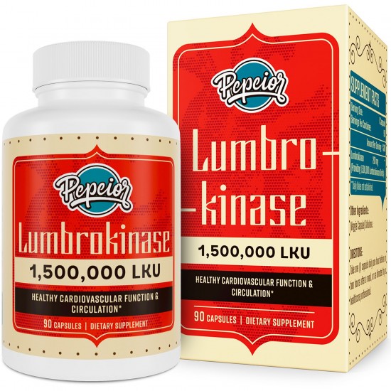 Pepeior Lumbrokinase Enzymes Diet Supplement 200mg (Max Activity 1,500,000 LU) 90 Capsules