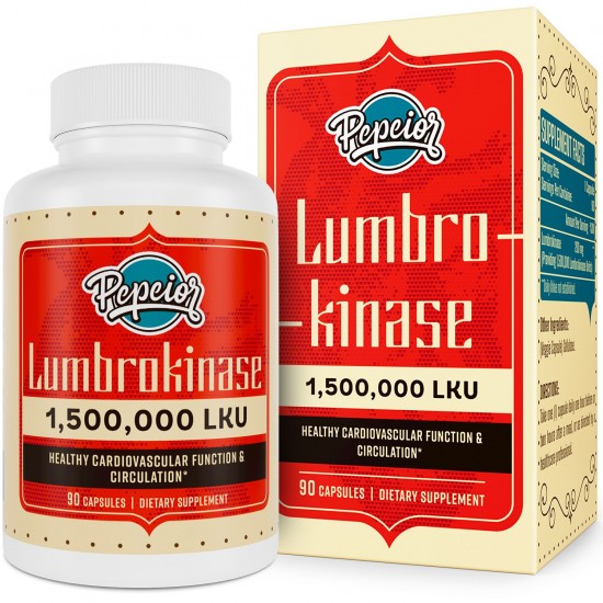 Pepeior Lumbrokinase Enzimas Suplemento Dietético 200mg (Actividad Máxima 1.500.000 LU) 90 Cápsulas