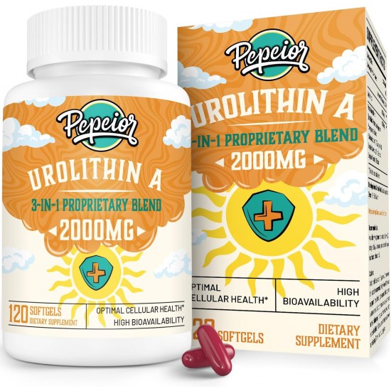Pepeior Urolithin A Ergänzung 2000MG, Antioxidantien 120 Weichkapseln