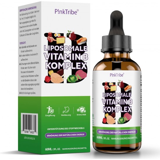 P!nkTribe Liposomal Vitamin B Complex High Dose Drops 60ml (La boîte extérieure est cassée)