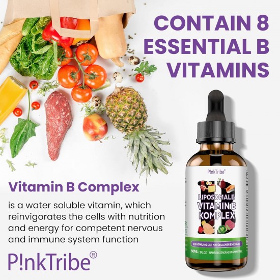 P!nkTribe Liposomal Vitamin B Complex High Dose Drops 60ml (La caja exterior está rota)