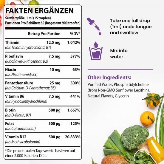 P!nkTribe Liposomale Vitamin B Komplex Hochdosierte Tropfen 60ml (Äußere Schachtel ist gebrochen)