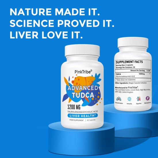 P!nkTribe TUDCA (Acido Tauroursodesossicolico) Integratore di supporto epatico 1200mg per dose 60 Capsule