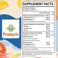 Prunucis Suplemento de Glutatión Liposomal con Vitamina C, 2400MG 60 cápsulas blandas Prunucis Suplemento de Glutatión Liposomal con Vitamina C, 2400MG 60 cápsulas blandas