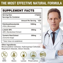 Rosmolo Palmitoiletanolamida con Luteolina 98% y Cúrcuma Suplemento, 2000mg 60 Comprimidos Rosmolo Palmitoiletanolamida con Luteolina 98% y Cúrcuma Suplemento, 2000mg 60 Comprimidos