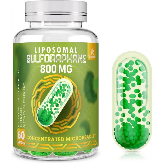 Rosmolo Suplemento Liposomal de Sulforafano 800 MG, Extracto de Brócoli de Espectro Completo, 60 Cápsulas Blandas