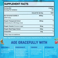 Saglikli Advanced Urolithin A Supplement, 800mg - with Organic Pomegranate Extract & Turmeric - 120 Softgels