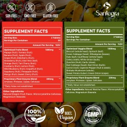 Santegra Suplementos de Frutas y Verduras con Mezcla de Enzimas Activas, 2000 mg 120 Comprimidos(2 frascos) Santegra Suplementos de Frutas y Verduras con Mezcla de Enzimas Activas, 2000 mg 120 Comprimidos(2 frascos)