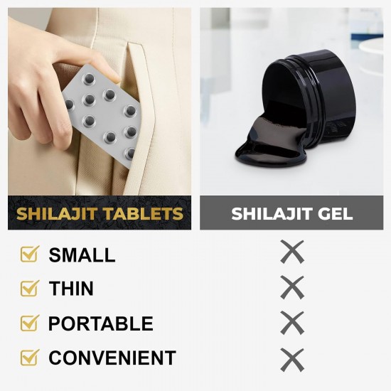 Santegra Shilajit Tablets, 100% Shilajit Pure Tablets 30000 MG 60 Counts