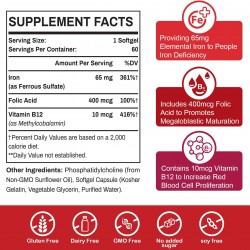 Sapotax Liposomal Fe 65mg Suplemento de hierro con ácido fólico y vitamina B12 (60 cápsulas blandas) Sapotax Liposomal Fe 65mg Suplemento de hierro con ácido fólico y vitamina B12 (60 cápsulas blandas)