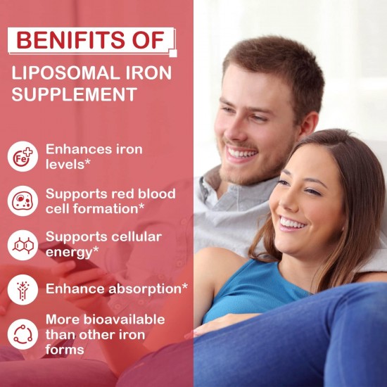 Sapotax Liposomal Fe 65mg Iron Supplement with Folic Acid & Vitamin B12 (60 Softgels)