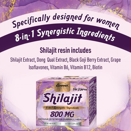 Sennasi 800mg Himalaya Shilajit suplemento 8-en-1 ingredientes sinérgicos 30g