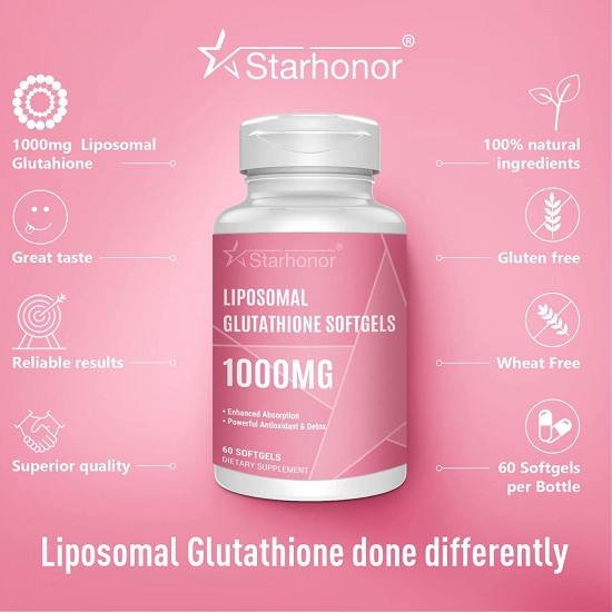 Starhonor L-Glutathion Reduzierte Weichkapseln 1000mg (60 Kapseln), NAC N-Acetyl-Cystein Ergänzung