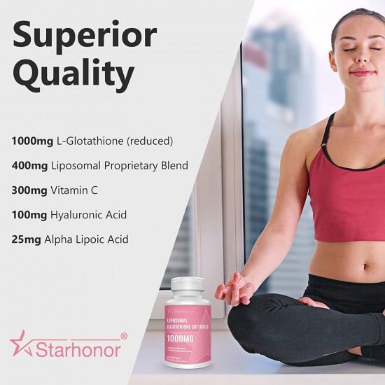 Starhonor L- Glutathione Reduced Softgels 1000mg (60 Capsules), NAC N-Acetyl-Cysteine Supplement