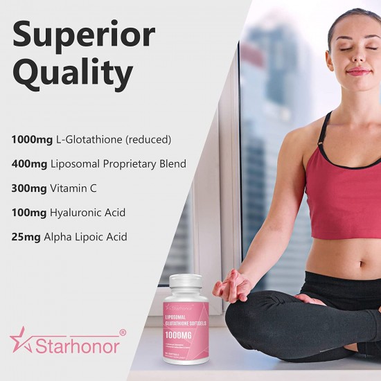 Starhonor L-Glutathion Reduzierte Weichkapseln 1000mg (60 Kapseln), NAC N-Acetyl-Cystein Ergänzung