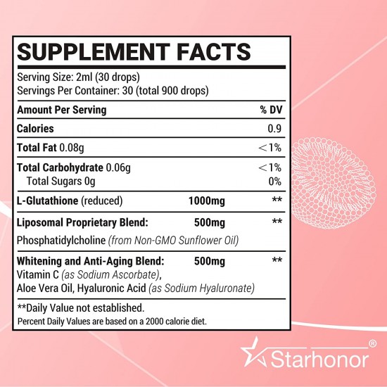 Starhonor Liposomal Glutathione Drops, NAC N Acetyl Cysteine Supplement 1500mg/60ml