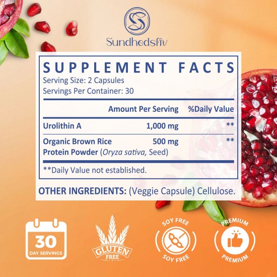 Sundhedsliv Urolithin A 1000mg + Brown Rice Protein 500mg – High-Absorption Mitochondrial Renewal & Muscle Support – 60 Capsules Sundhedsliv Urolithin A 1000mg + Brown Rice Protein 500mg – High-Absorption Mitochondrial Renewal & Muscle Support – 60 Capsules