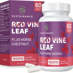 SUSTAINANCE Extracto de Hoja de Vid Roja 1400mg & Extracto de Castaño de Indias 100mg 60 Cápsulas SUSTAINANCE Extracto de Hoja de Vid Roja 1400mg & Extracto de Castaño de Indias 100mg 60 Cápsulas