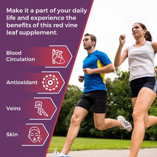 SUSTAINANCE Red Vine Leaf Extract 1400mg & Horse Chestnut Extract 100mg 60 Capsules