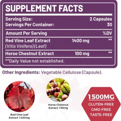 SUSTAINANCE Extracto de Hoja de Vid Roja 1400mg & Extracto de Castaño de Indias 100mg 60 Cápsulas SUSTAINANCE Extracto de Hoja de Vid Roja 1400mg & Extracto de Castaño de Indias 100mg 60 Cápsulas