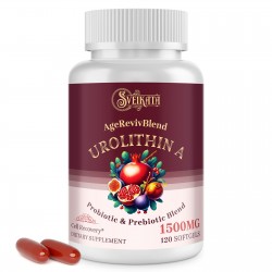 Sveikata Urolithin A Supplement 1500mg – with Probiotics & Pomegranate for Cellular Renewal & Mitochondrial Support, 120 Softgels