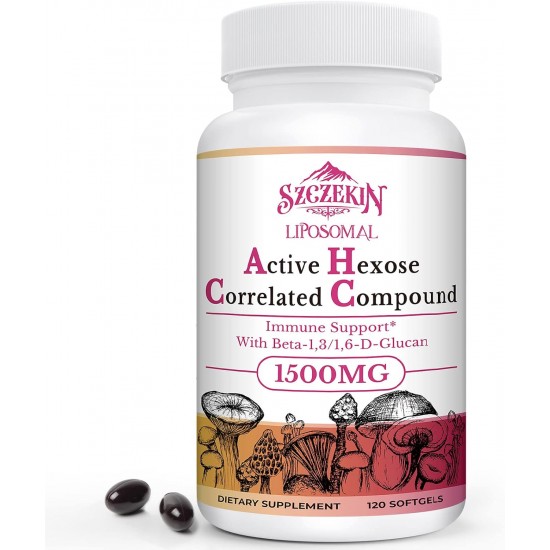 SZCZEKIN 1500mg Liposomal Active Hexose Correlated Supplement with Beta-Glucans, 120 Softgels