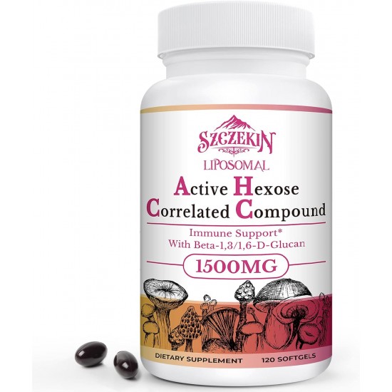 SZCZEKIN 1500mg Liposomal Activo Hexose Correlated Suplemento con Beta-Glucans, 120 Softgels