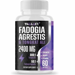 Thalacy Fadogia Agrestis Tongkat Ali Suplemento, 2400mg 60 Cápsulas blandas Thalacy Fadogia Agrestis Tongkat Ali Suplemento, 2400mg 60 Cápsulas blandas