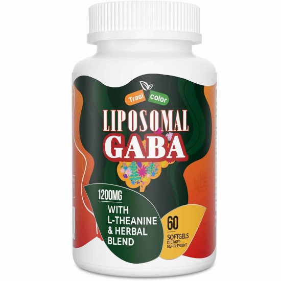 Trasicolor Liposomales GABA mit L-Theanin Nahrungsergänzungsmittel 1200mg, 60 Weichkapseln