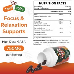 Trasicolor GABA liposomal con suplementos de L-teanina 1200 mg, 60 cápsulas blandas Trasicolor GABA liposomal con suplementos de L-teanina 1200 mg, 60 cápsulas blandas