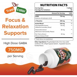 Trasicolor Liposomal GABA with L-Theanine Supplements 1200mg, 60 Softgels