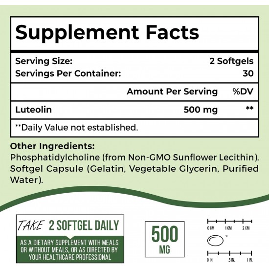 Ulmubra Liposomal Luteolin 500MG, 60 Softgels