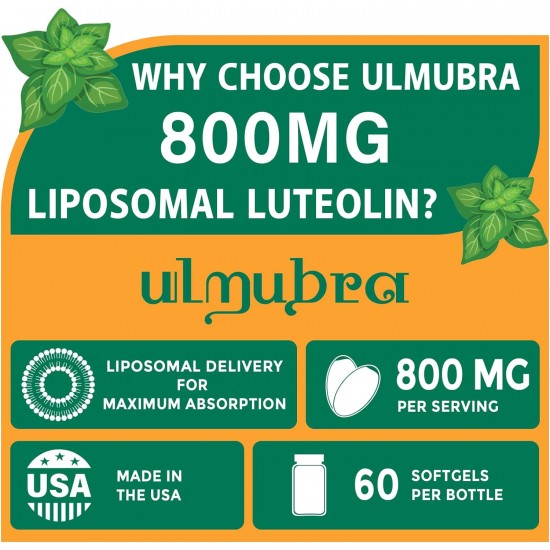 Ulmubra Supplément de lutéoline liposomale 800 MG, 60 capsules molles