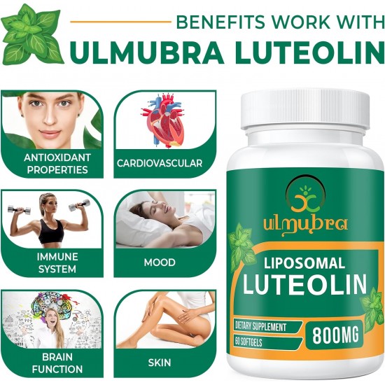 Ulmubra Suplemento liposomal de luteolina 800 MG, 60 cápsulas blandas