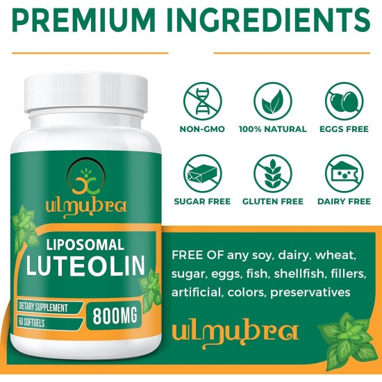 Ulmubra Liposomal Luteolin Supplement 800 MG, 60 Softgels