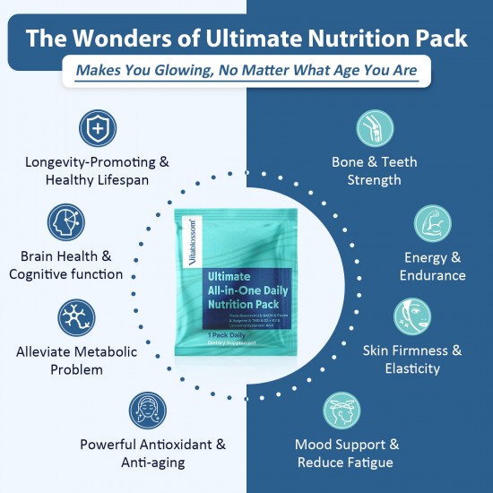 Vitablossom 8-in-1 Nutrition Longevity Supplement W/Fisetin,NADH,Trans-Resveratrol, Apigenin,K2+D3,TMG, Liposomal Hyaluronic Acid ,20 Packs Vitablossom 8-in-1 Nutrition Longevity Supplement W/Fisetin,NADH,Trans-Resveratrol, Apigenin,K2+D3,TMG, Liposomal Hyaluronic Acid ,20 Packs
