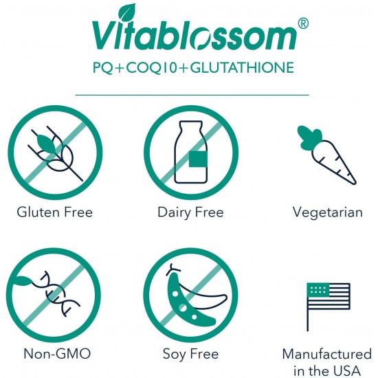 Vitablossom CoEnzyme Q10 PQQ with Pure Reduced Glutathione 520mg 60 Capsules Vitablossom CoEnzyme Q10 PQQ with Pure Reduced Glutathione 520mg 60 Capsules