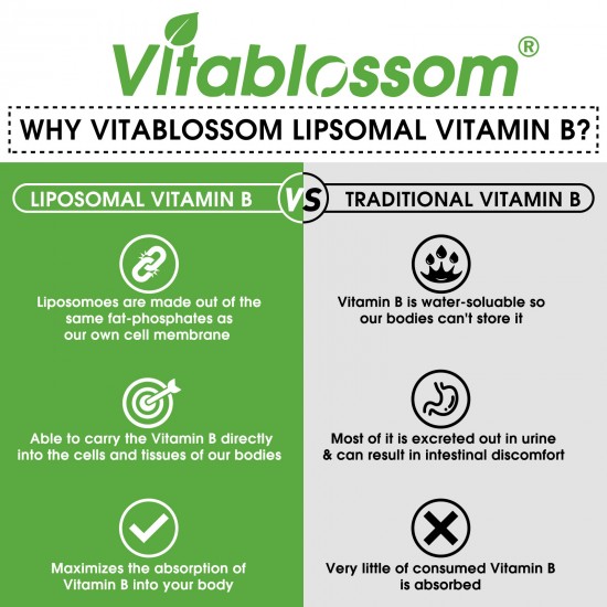 Vitablossom Gotas Líquidas de Complejo de Vitamina B Liposomal 60ml