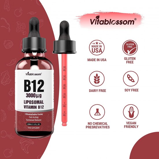 Vitablossom Vitamine B12 liposomale liquide sublinguale gouttes 3000µg/60ml