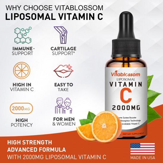 Vitablossom Absorption maximale de la vitamine C liposomale en gouttes 2000mg