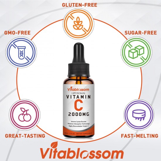 Vitablossom Absorption maximale de la vitamine C liposomale en gouttes 2000mg