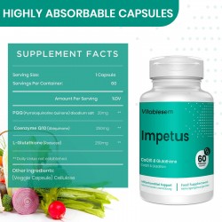 Vitablossom CoEnzyme Q10 PQQ with Pure Reduced Glutathione 520mg 60 Capsules Vitablossom CoEnzyme Q10 PQQ with Pure Reduced Glutathione 520mg 60 Capsules
