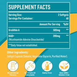 Vivacityx Urolithine A + NAD+ (700mg, 120 Softgels) | Complément Énergie Cellulaire & Anti-Âge Vivacityx Urolithine A + NAD+ (700mg, 120 Softgels) | Complément Énergie Cellulaire & Anti-Âge