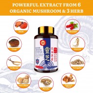 Yasumako Japanese Reishi Mushroom Complex Supplement 1500mg - with 5 Mushroom Extracts 60 Capsules