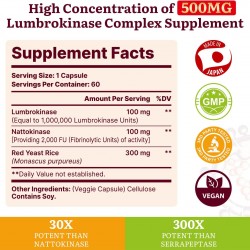 Yasumako Lumbroquinasa + Nattokinasa y Levadura de Arroz Rojo – Potente Apoyo Cardiovascular – 60 Cápsulas Yasumako Lumbroquinasa + Nattokinasa y Levadura de Arroz Rojo – Potente Apoyo Cardiovascular – 60 Cápsulas