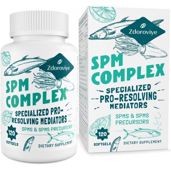 Zdoroviye SPM Ergänzung - Kombination von spezialisierten Pro-Resolving-Mediatoren 1500mg und Omega-3-Fettsäuren 500mg 120 Weichkapseln