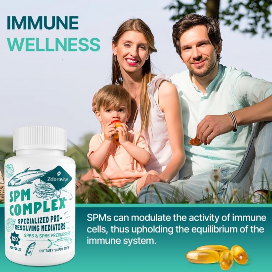 Zdoroviye SPM suplemento - Combinación de Mediadores Pro-Resolventes Especializados 1500mg y Ácidos Grasos Omega-3 500mg 120 Cápsulas Blandas