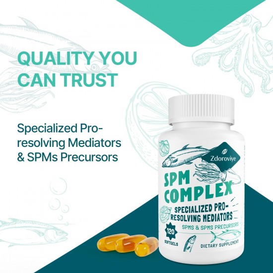 Zdoroviye SPM Supplement-Combining Specialized Pro-Resolving Mediators 1500mg and Omega-3 Fatty Acids 500mg 120 Softgels